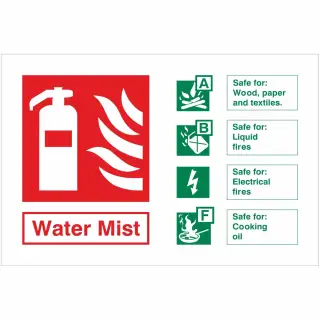 Self Adhesive Vinyl Water Mist Fire Identification Sign - 150mm x 100mm