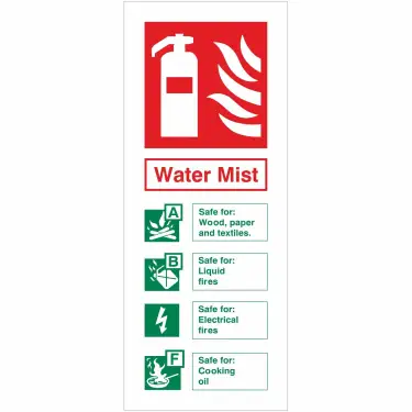Click Here To Enlarge This Photo Of Self Adhesive Vinyl Water Mist Sign - 75mm x 200mm