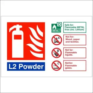 Self Adhesive Vinyl L2 Powder Fire Extinguisher ID Sign - 150mm x 100mm