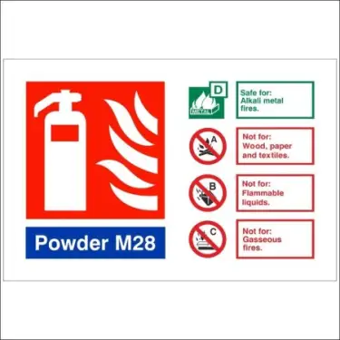 Click Here To Enlarge This Photo Of Self Adhesive Vinyl Powder M28 Fire Extinguisher ID Sign - 150mm x 100mm