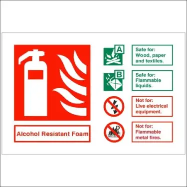 Click Here To Enlarge This Photo Of Self Adhesive Vinyl Alcohol Resistant Foam Fire Extinguisher ID Sign - 150mm x 100mm