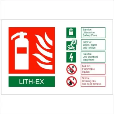Click Here To Enlarge This Photo Of Self Adhesive Vinyl LITH-EX Fire Extinguisher ID Sign - 150mm x 100mm