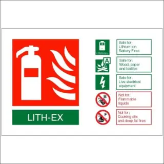 Self Adhesive Vinyl LITH-EX Fire Extinguisher ID Sign - 150mm x 100mm