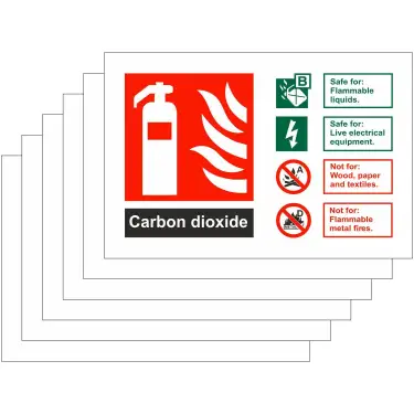 Click Here To Enlarge This Photo Of Rigid Plastic (1mm) 6-Pack Carbon Dioxide Fire Identification Signs - 150mm x 100mm