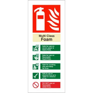 Click Here To Enlarge This Photo Of Self Adhesive Vinyl Multi Class Foam Fire ID Sign - 75mm x 200mm