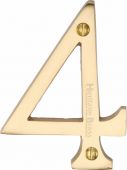 C1560 4-SB Heritage Brass Numeral 4 Face Fix 76mm (3") Satin Brass Finish