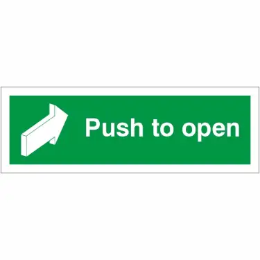 Click Here To Enlarge This Photo Of Self Adhesive Vinyl Push To Open Instruction Sign - 300mm x 100mm