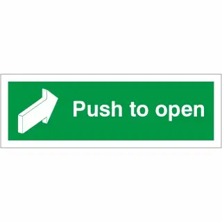Self Adhesive Vinyl Push To Open Instruction Sign - 300mm x 100mm