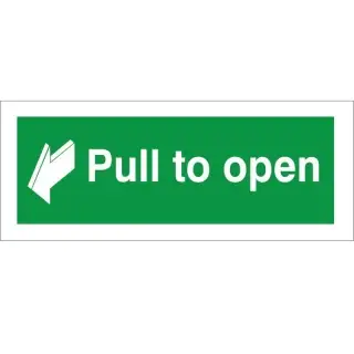 Self Adhesive Vinyl Pull To Open Instruction Sign - 300mm x 100mm