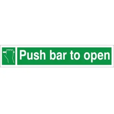 Click Here To Enlarge This Photo Of Rigid Plastic (1mm) Push Bar To Open Instruction Sign