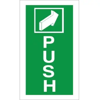 Self Adhesive Vinyl Push Instruction Sign - 100mm x 200mm