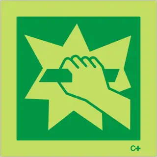 Photoluminescent (Glow in the Dark) Self Adhesive (Class C) In Case Of Fire Break Glass Sign - 100mm x 100mm