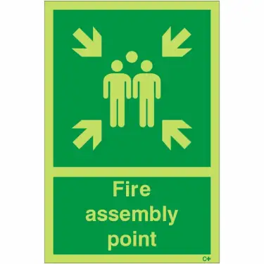 Click Here To Enlarge This Photo Of Photoluminescent (Glow in the Dark) Rigid Plastic (Class C) Fire Assembly Point Sign