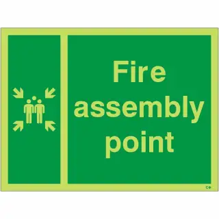 Photoluminescent (Glow in the Dark) Rigid Plastic (Class C) Fire Assembly Point Sign