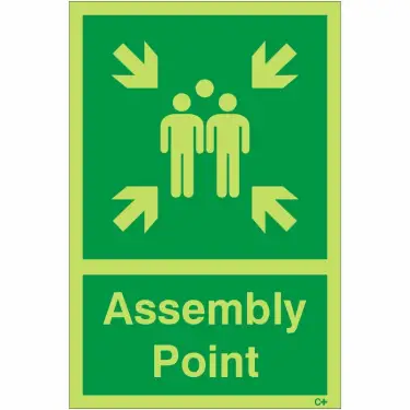 Click Here To Enlarge This Photo Of Photoluminescent (Glow in the Dark) Rigid Plastic (Class C) Assembly Point Sign