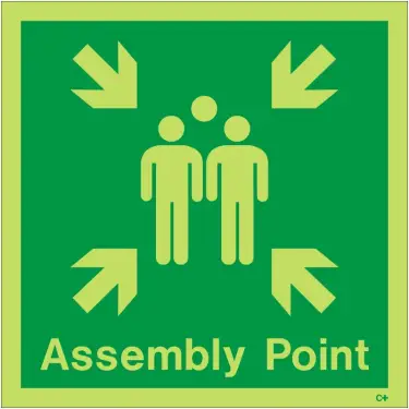Click Here To Enlarge This Photo Of Photoluminescent (Glow in the Dark) Rigid Plastic (Class C) Assembly Point Sign