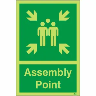 Photoluminescent (Glow in the Dark) Rigid Plastic (Class C) Assembly Point Sign