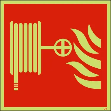 Click Here To Enlarge This Photo Of Photoluminescent (Glow in the Dark) Self Adhesive (Class C) Fire Hose Reel Symbol Sign