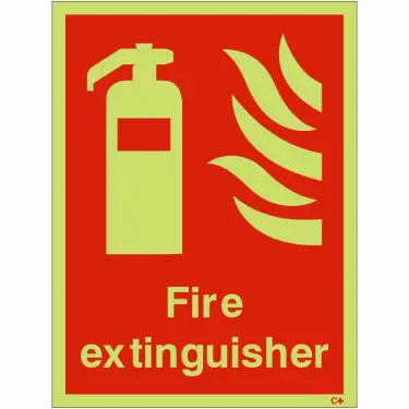Click Here To Enlarge This Photo Of Photoluminescent (Glow in the Dark) Self Adhesive (Class C) Fire Extinguisher Sign - 150mm x 200mm