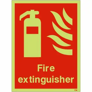 Photoluminescent (Glow in the Dark) Self Adhesive (Class C) Fire Extinguisher Sign - 150mm x 200mm