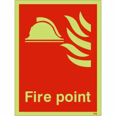 Click Here To Enlarge This Photo Of Photoluminescent (Glow in the Dark) Self Adhesive (Class C) Fire Point Sign - 150mm x 200mm