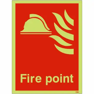 Photoluminescent (Glow in the Dark) Self Adhesive (Class C) Fire Point Sign - 150mm x 200mm
