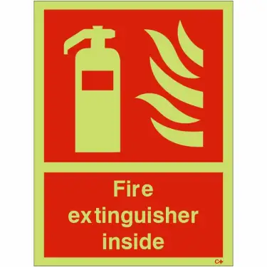 Click Here To Enlarge This Photo Of Photoluminescent (Glow in the Dark) Self Adhesive (Class C) Fire Extinguisher Inside Sign - 150mm x 200mm