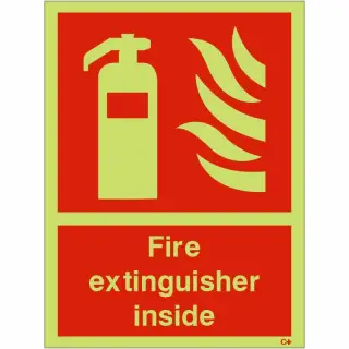 Photoluminescent (Glow in the Dark) Self Adhesive (Class C) Fire Extinguisher Inside Sign - 150mm x 200mm