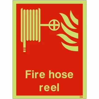 Photoluminescent (Glow in the Dark) Rigid Plastic (Class C) Fire Hose Reel Sign