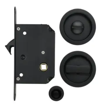 Click Here To Enlarge This Photo Of FB81MB - Zoo Hardware Fulton & Bray Sliding Door Privacy Lock Set (35-45mm Thick Doors) - Matt Black
