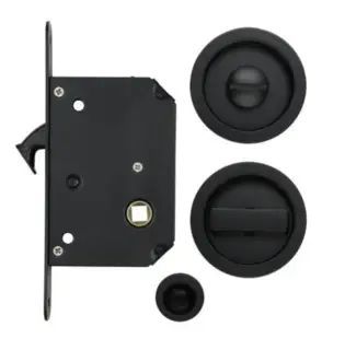 FB81MB - Zoo Hardware Fulton & Bray Sliding Door Privacy Lock Set (35-45mm Thick Doors) - Matt Black