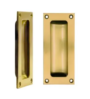 FB90PVDSB - Zoo Hardware Fulton & Bray Flush Pull - 102 x 45mm (13mm Depth) PVD Satin Brass