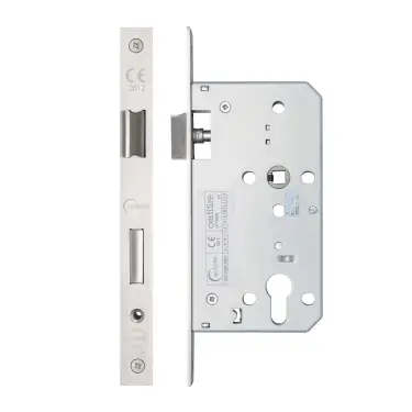 Click Here To Enlarge This Photo Of Eclipse 71410 DIN Euro Sashlock 60mm - (22mm Square Forend) - Satin Stainless Steel