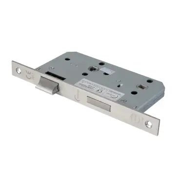 Click Here To Enlarge This Photo Of Eclipse 71413 DIN Bathroom Lock 60mm - (22mm Square Forend) - Satin Stainless Steel