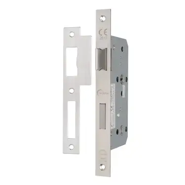 Click Here To Enlarge This Photo Of Eclipse 71413 DIN Bathroom Lock 60mm - (22mm Square Forend) - Satin Stainless Steel
