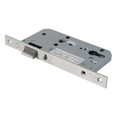 Click Here To Enlarge This Photo Of Eclipse 71414 DIN Nightlatch 60mm - (22mm Square Forend) - Satin Stainless Steel