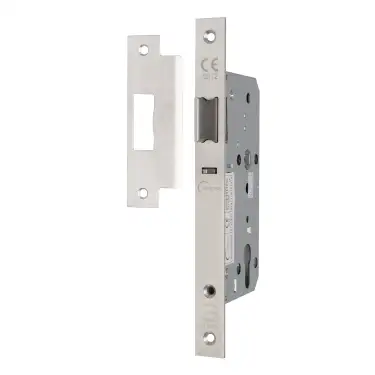 Click Here To Enlarge This Photo Of Eclipse 71414 DIN Nightlatch 60mm - (22mm Square Forend) - Satin Stainless Steel
