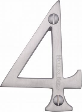 Click Here To Enlarge This Photo Of C1560 4-SC Heritage Brass Numeral 4 Face Fix 76mm (3") Satin Chrome Finish