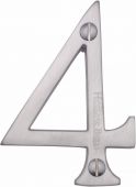 C1560 4-SC Heritage Brass Numeral 4 Face Fix 76mm (3") Satin Chrome Finish