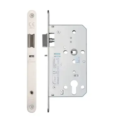 Click Here To Enlarge This Photo Of Eclipse 71424 DIN Nightlatch 60mm - (22mm Radius Forend) - Satin Stainless Steel
