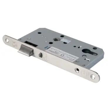 Click Here To Enlarge This Photo Of Eclipse 71424 DIN Nightlatch 60mm - (22mm Radius Forend) - Satin Stainless Steel