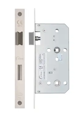 Click Here To Enlarge This Photo Of Eclipse 71433 DIN Bathroom Lock 55mm - (24mm Square Forend) - Satin Stainless Steel