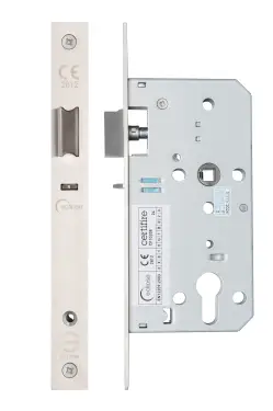 Click Here To Enlarge This Photo Of Eclipse 71434 DIN Nightlatch 55mm - (24mm Square Forend) - Satin Stainless Steel