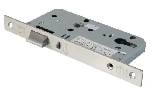 Click Here To Enlarge This Photo Of Eclipse 71434 DIN Nightlatch 55mm - (24mm Square Forend) - Satin Stainless Steel