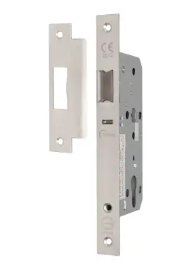 Click Here To Enlarge This Photo Of Eclipse 71434 DIN Nightlatch 55mm - (24mm Square Forend) - Satin Stainless Steel