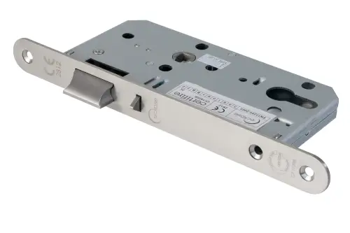 Click Here To Enlarge This Photo Of Eclipse 71444 DIN Nightlatch 55mm - (24mm Radius Forend) - Satin Stainless Steel