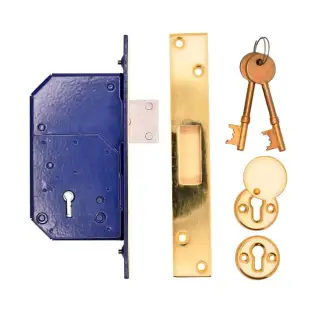 TSSRETROUPMDL3B - TSS British Standard Retro Fit 5 Lever Upright Mortice Deadlock 73mm Polished Brass (Chubb 3G110)