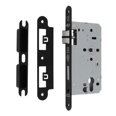 Click Here To Enlarge This Photo Of DLX7260EPMB/R - Carlisle Brass Eurospec DIN Euro Sashlock 60mm Backset (Radius Forend) - Matt Black