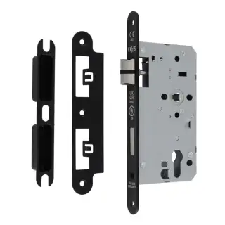 DLX7260EPMB/R - Carlisle Brass Eurospec DIN Euro Sashlock 60mm Backset (Radius Forend) - Matt Black