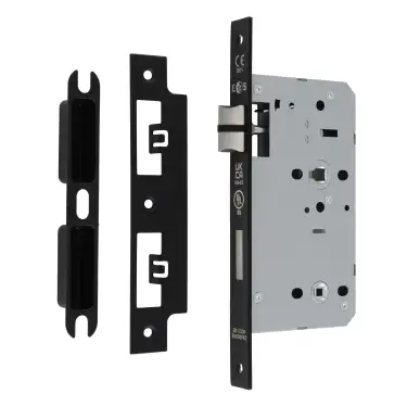 Click Here To Enlarge This Photo Of DLX7860WCMB - Carlisle Brass Eurospec DIN Bathroom Lock 60mm Backset (Square Forend) - Matt Black